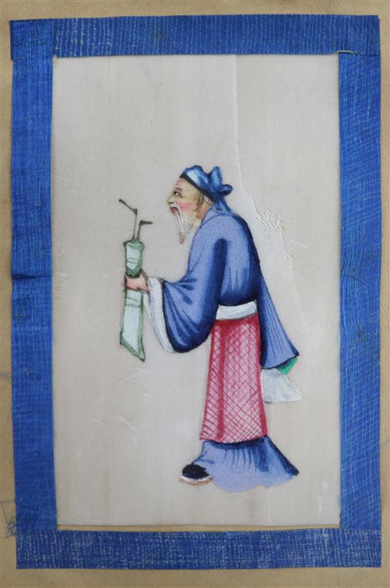 A small Chinese album of twelve pith paintings, 19th century